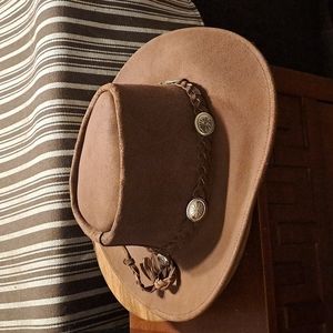 Brown leather cowboy hat, size large
